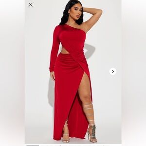Fashion Nova Bold Red One-Shoulder Dress